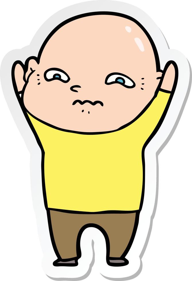 sticker of a cartoon nervous man vector