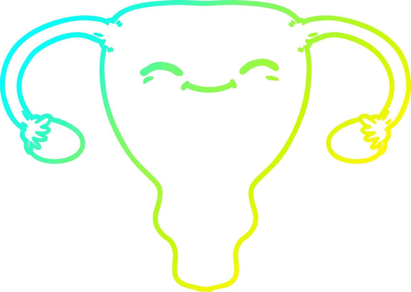 cold gradient line drawing cartoon uterus vector