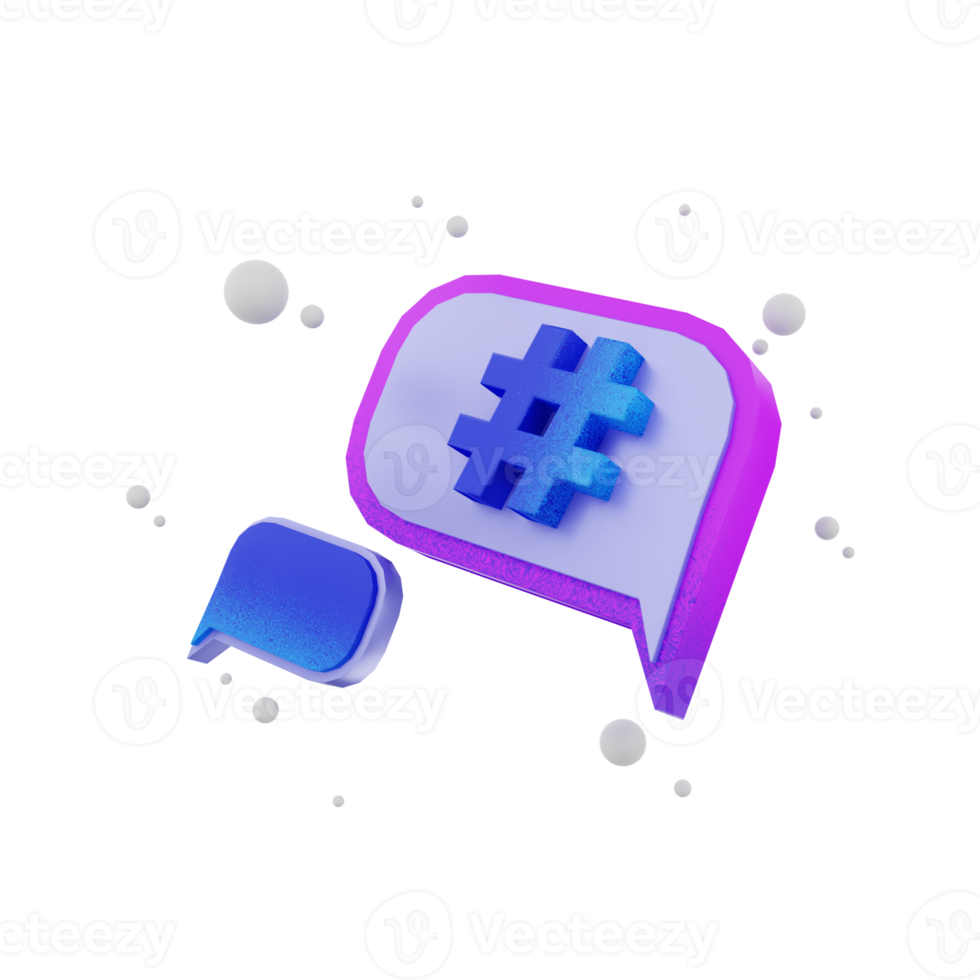 3d render icon Hash Tag png