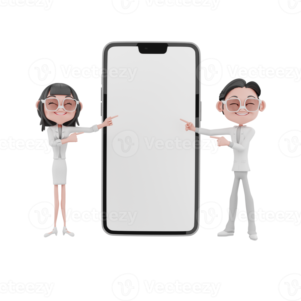 3D Render character Businessman and Businesswomen illustration png