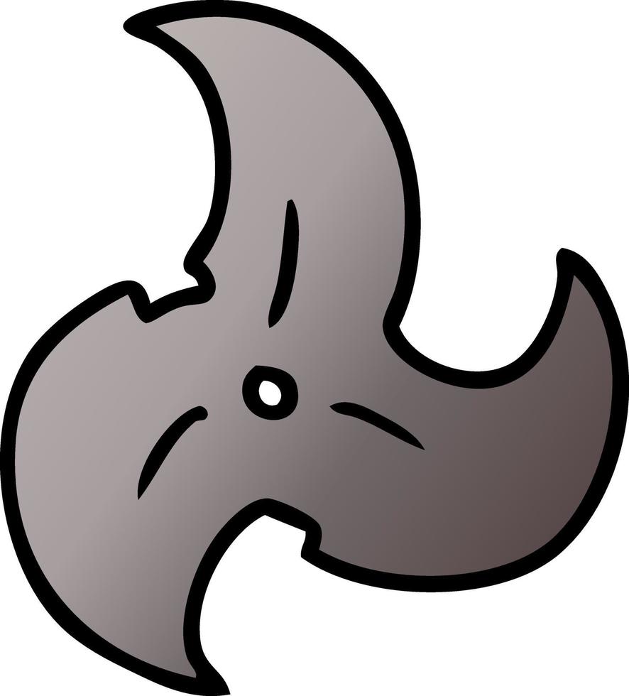gradient cartoon doodle of a single ninja throwing star vector