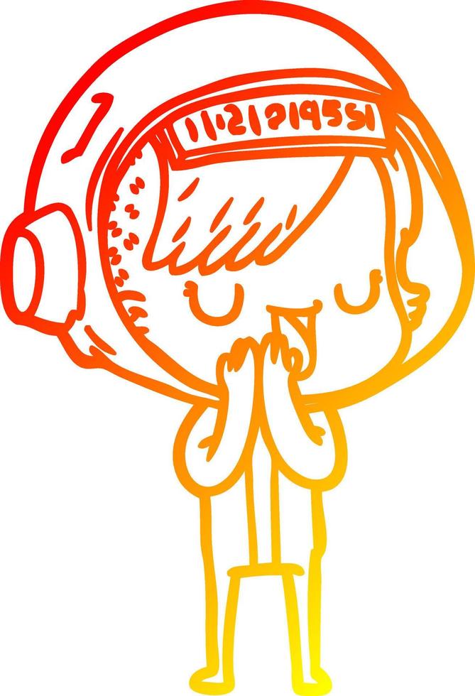 warm gradient line drawing cartoon astronaut woman vector