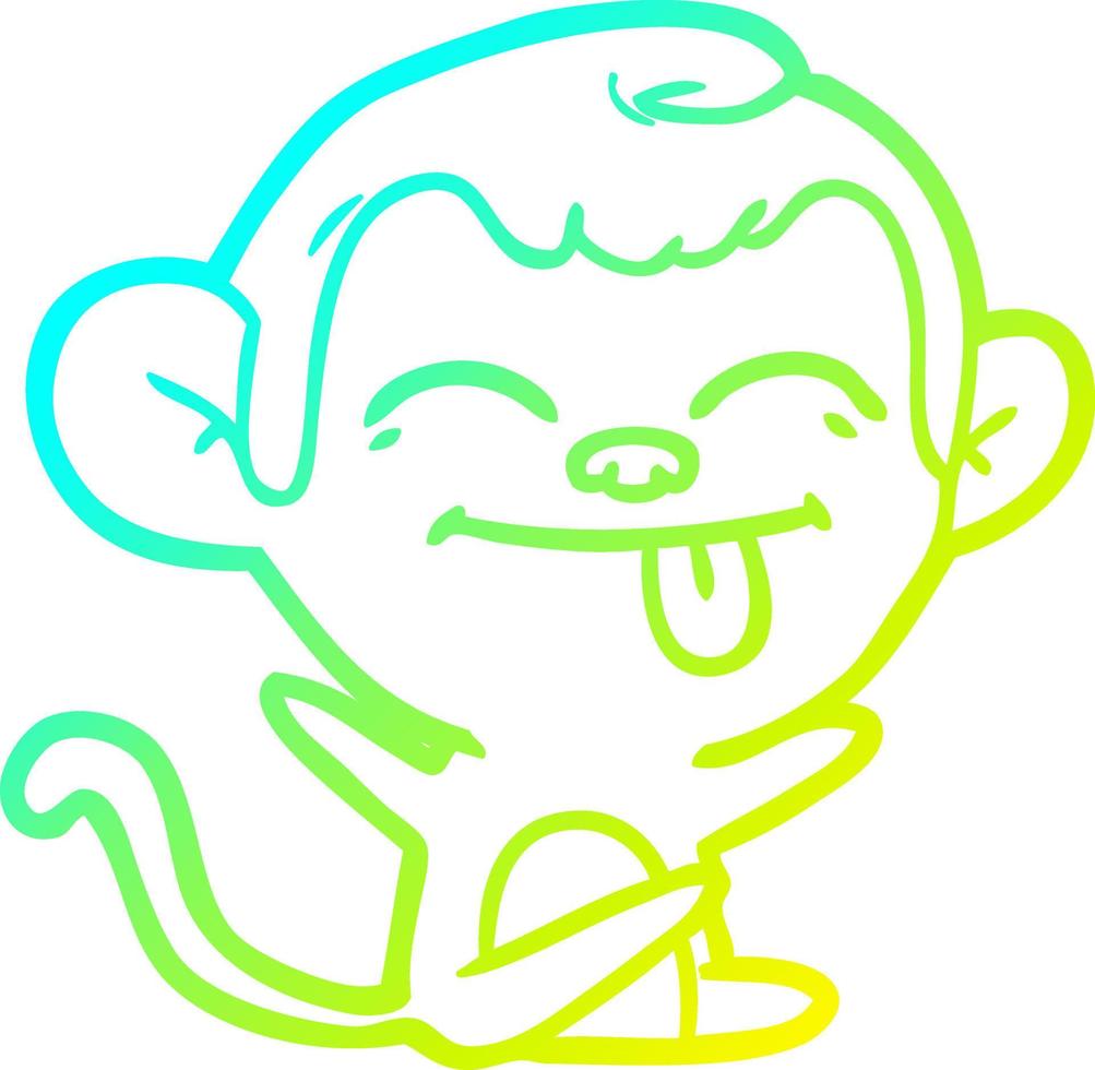 cold gradient line drawing funny cartoon monkey vector