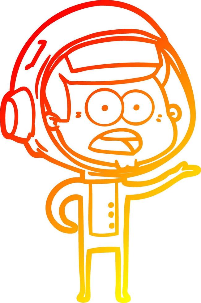 warm gradient line drawing cartoon surprised astronaut vector