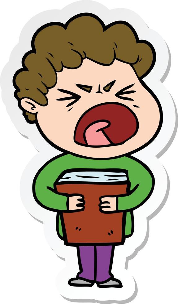 sticker of a cartoon furious man vector