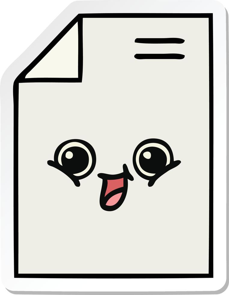 sticker of a cute cartoon sheet of paper vector