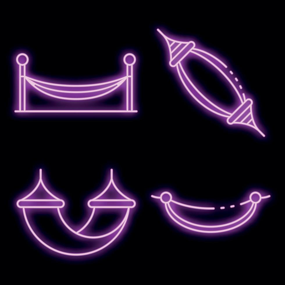 Hammock icons set vector neon