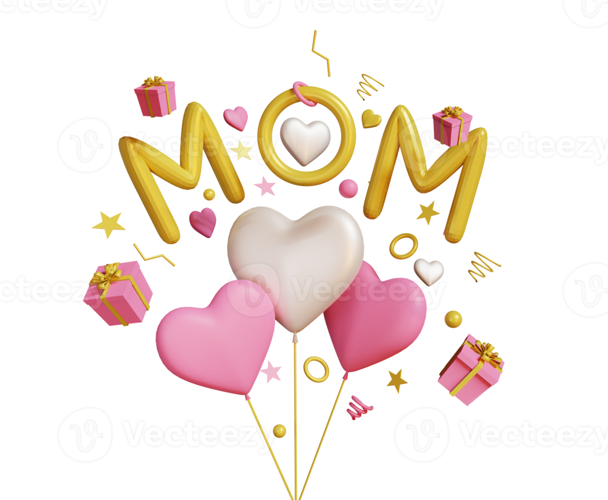 balão de amor do dia das mães 3d png