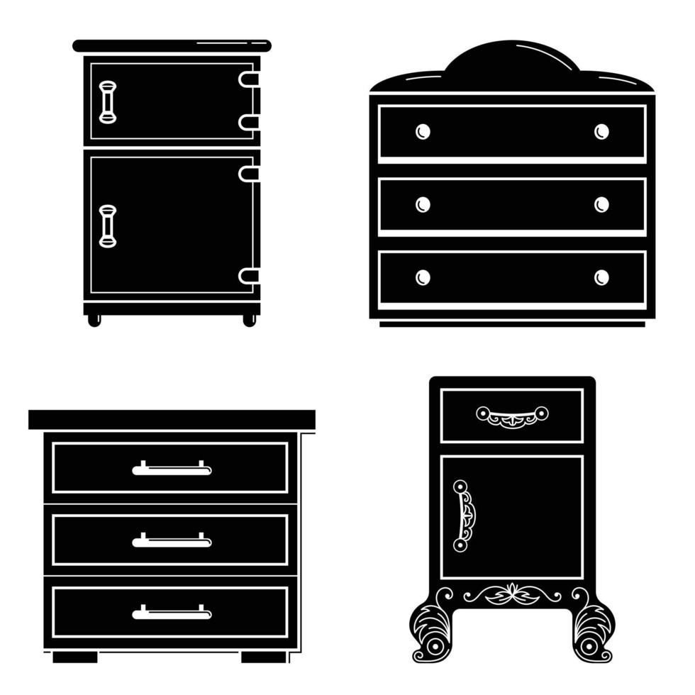 Nightstand icon set, simple style vector