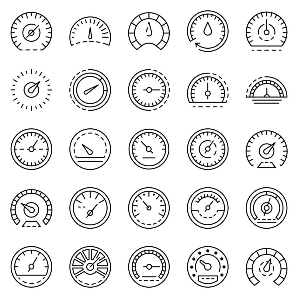 Speedometer icon set, outline style vector