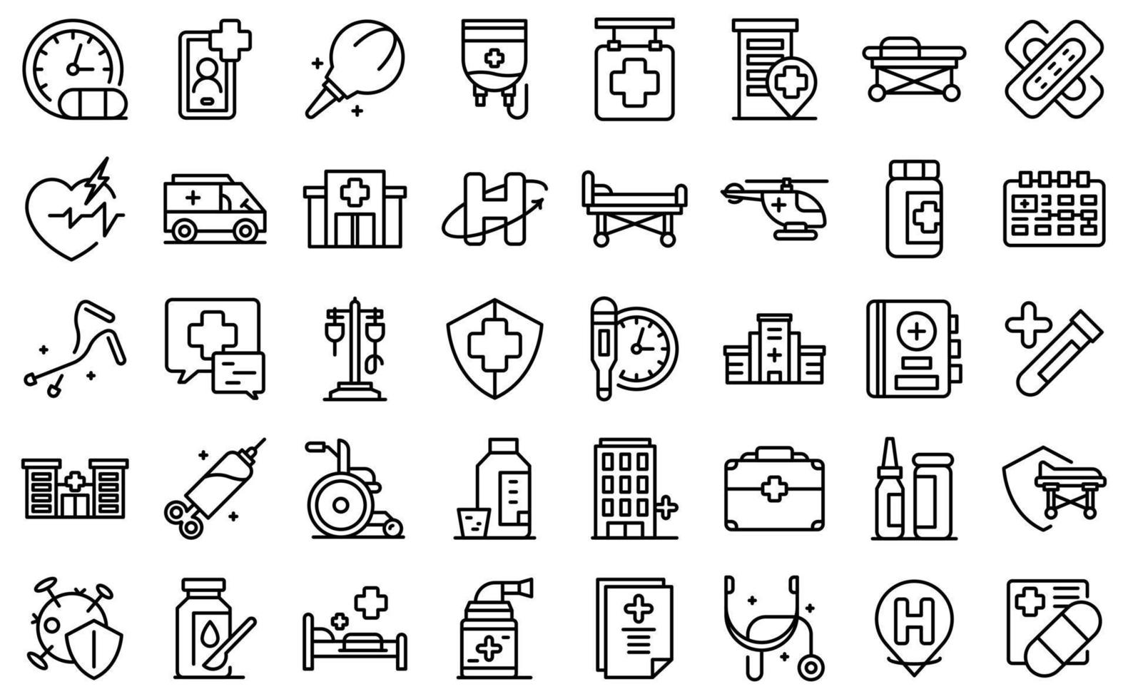 Hospitalization icons set outline vector. Medical health vector