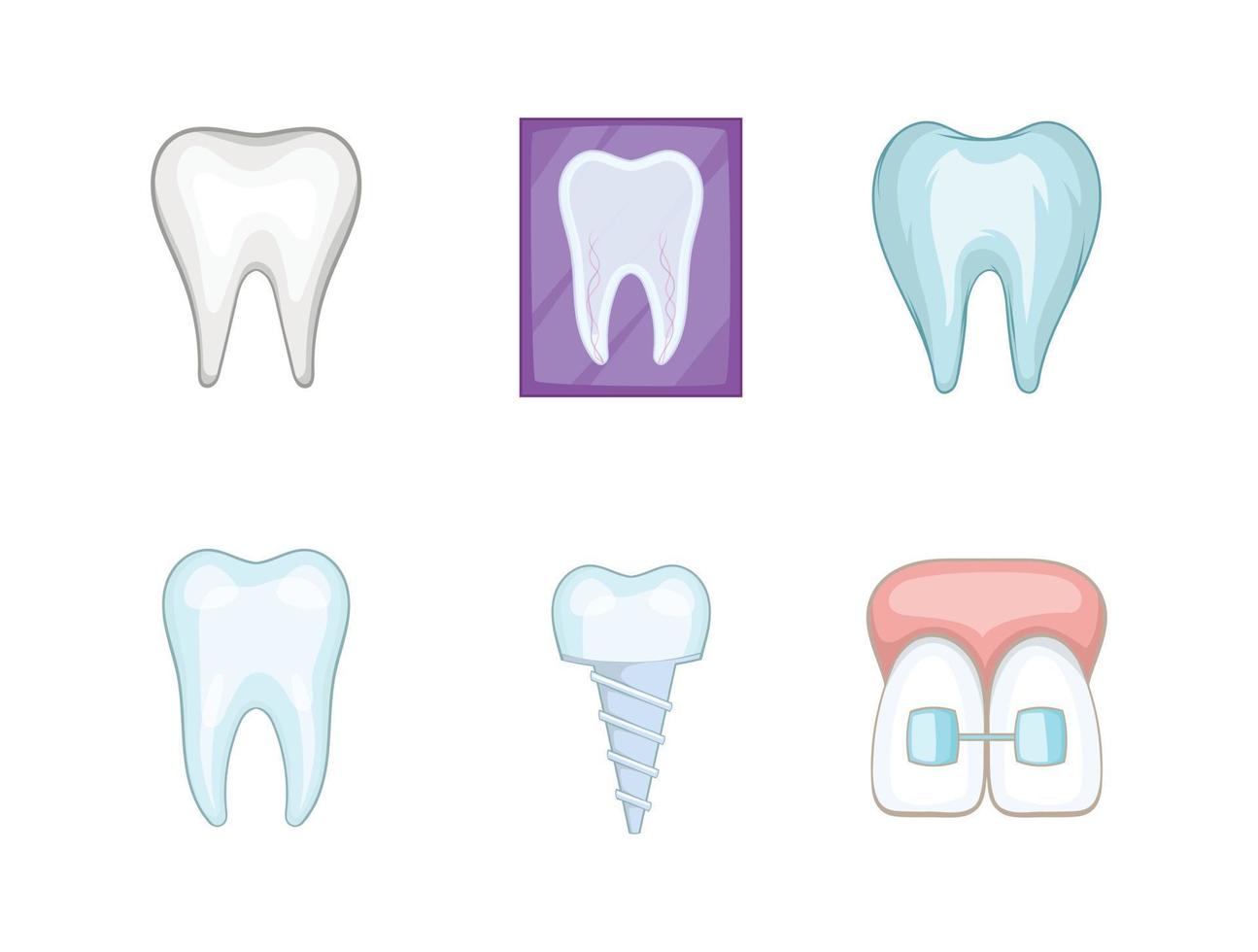 conjunto de iconos de dientes, estilo de dibujos animados vector