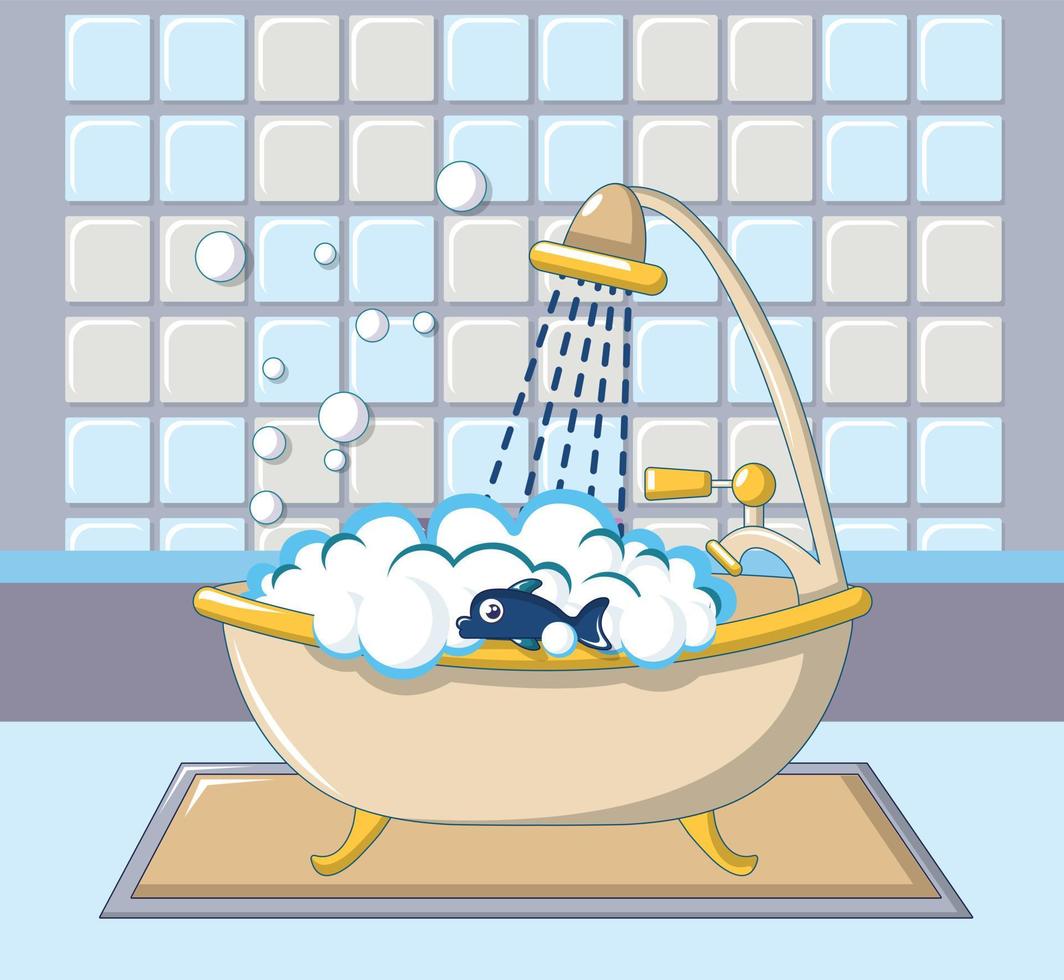 Hotel bathroom icon, cartoon style vector