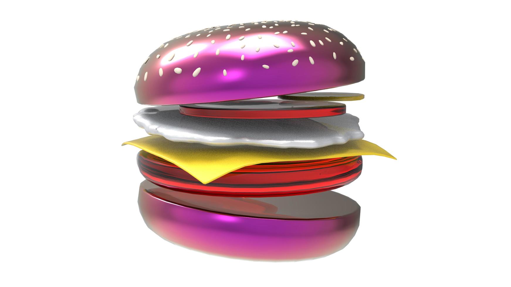 Representación 3d de deliciosa hamburguesa y hot dog foto