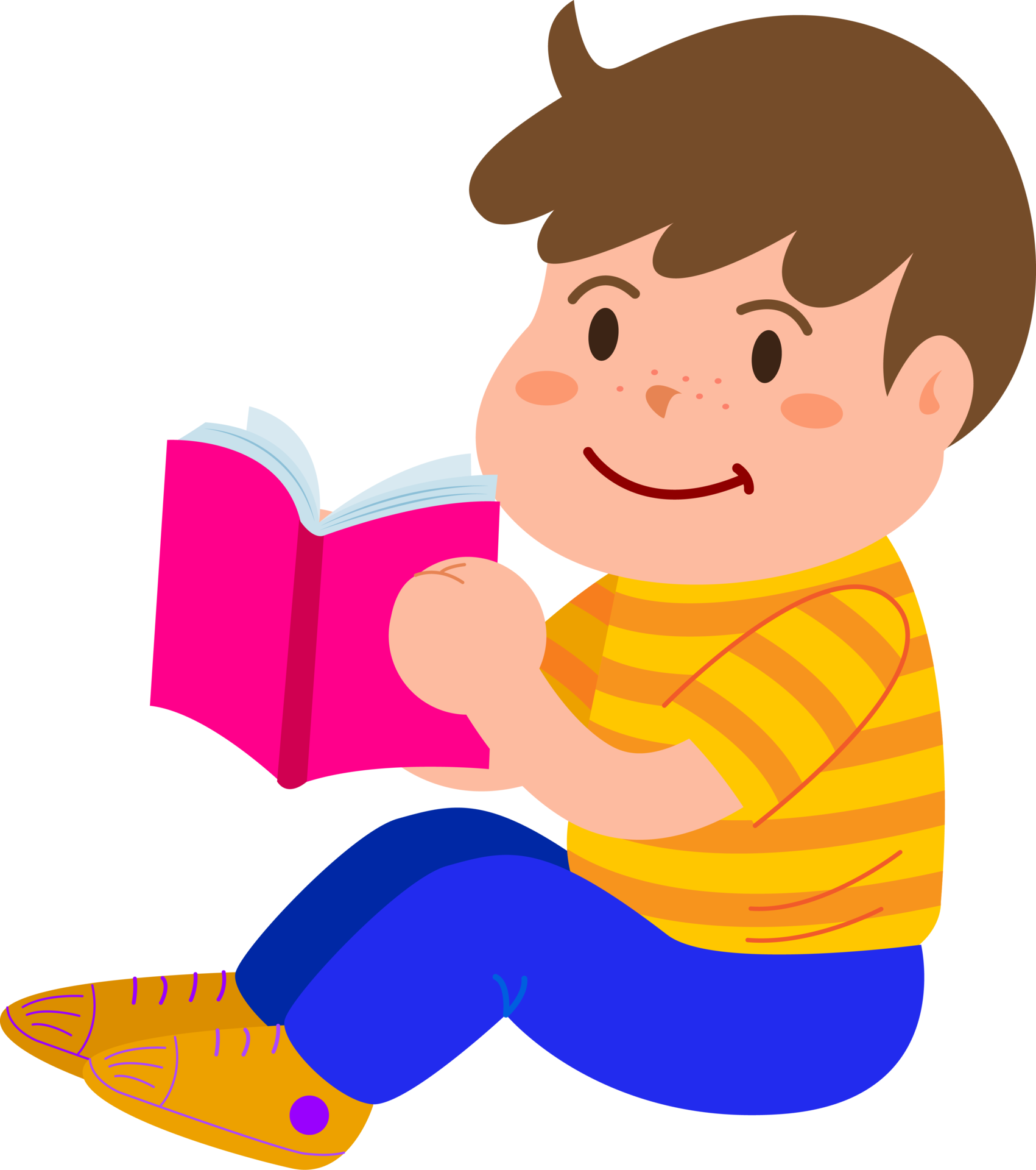 Free Kids cartoon character , Reading and drawing 8492314 PNG with  Transparent Background