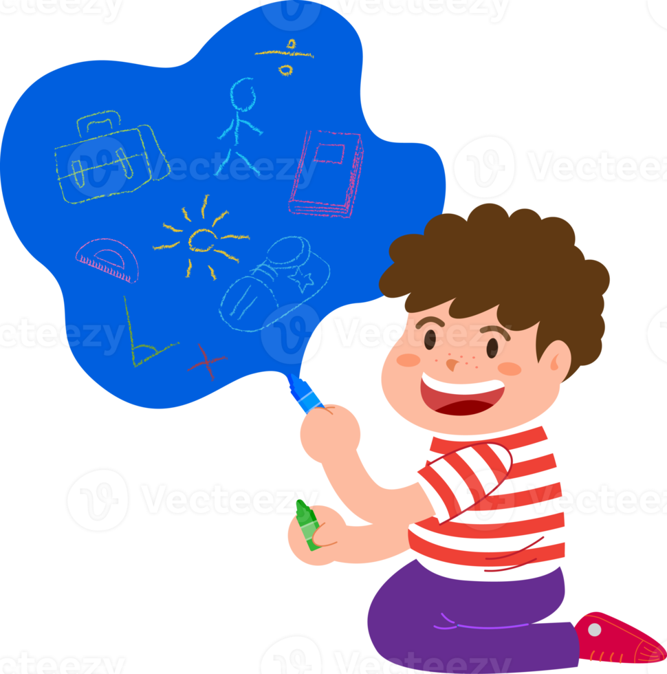 Kids cartoon character , Reading and drawing png