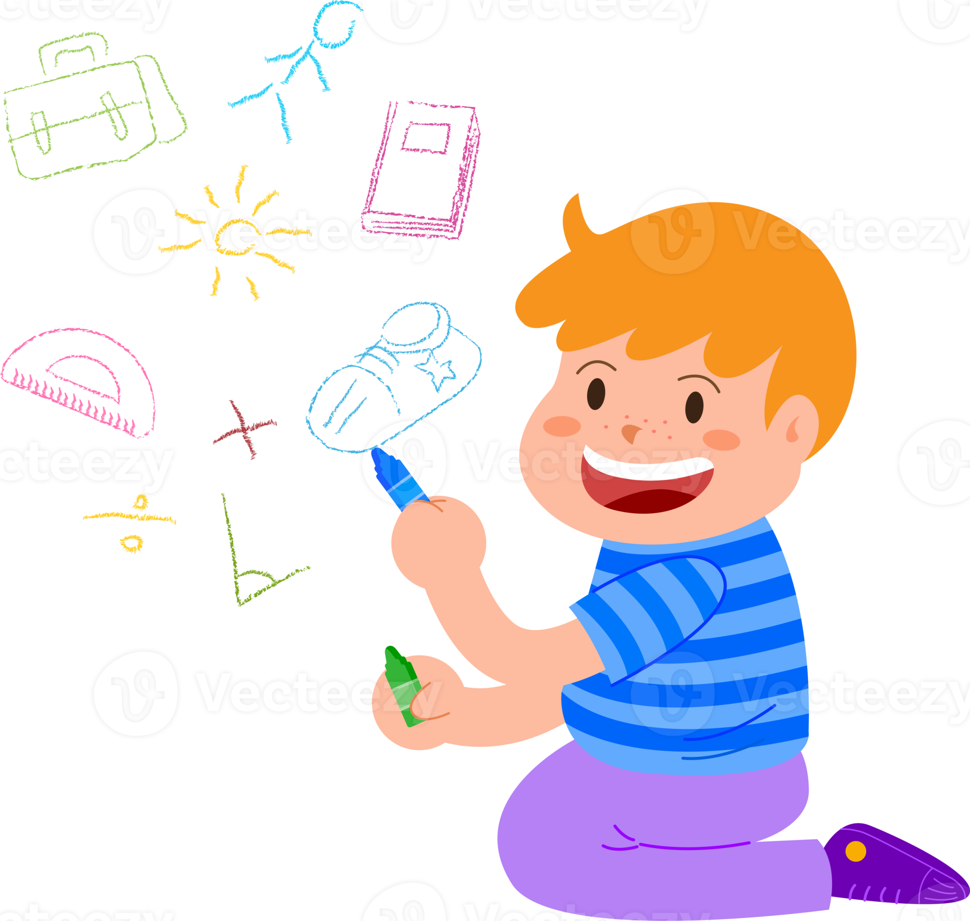 Kids cartoon character , Reading and drawing 8492317 PNG