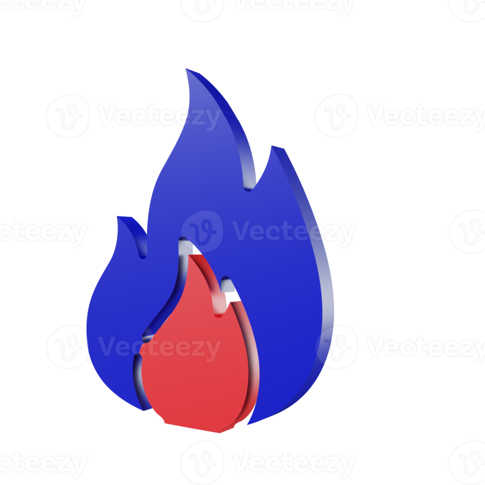 3D Icon Fire PNG Transparent.