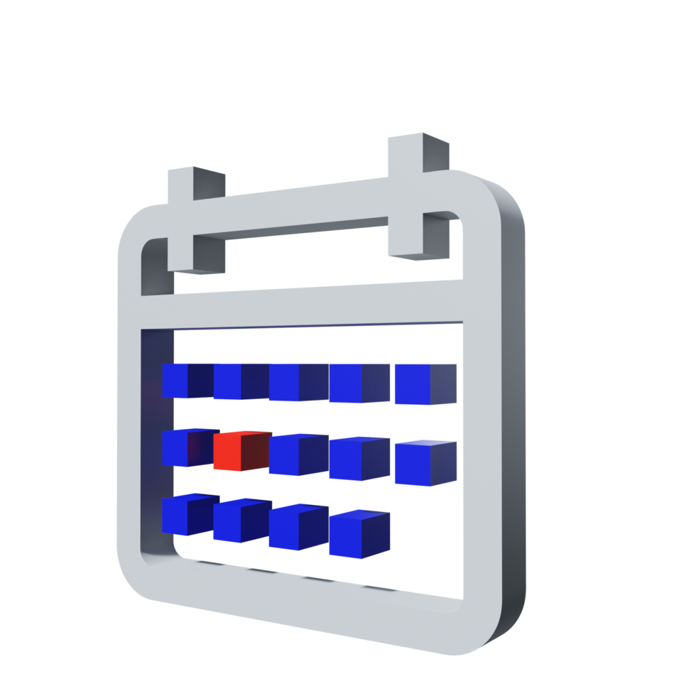 3d ícone calendário png transparente.