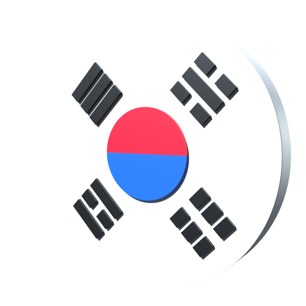 South Korea flag 3d icon PNG transparent