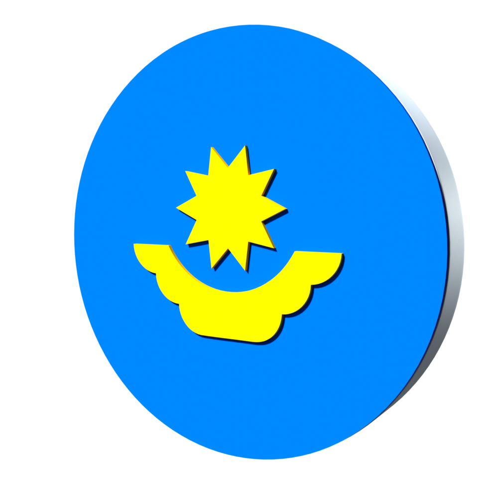 Kazakhstan flag 3d icon PNG transparent