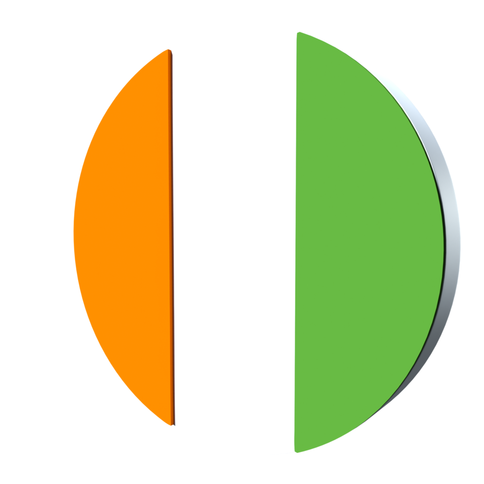 Ivory Coast flag 3d icon PNG transparent