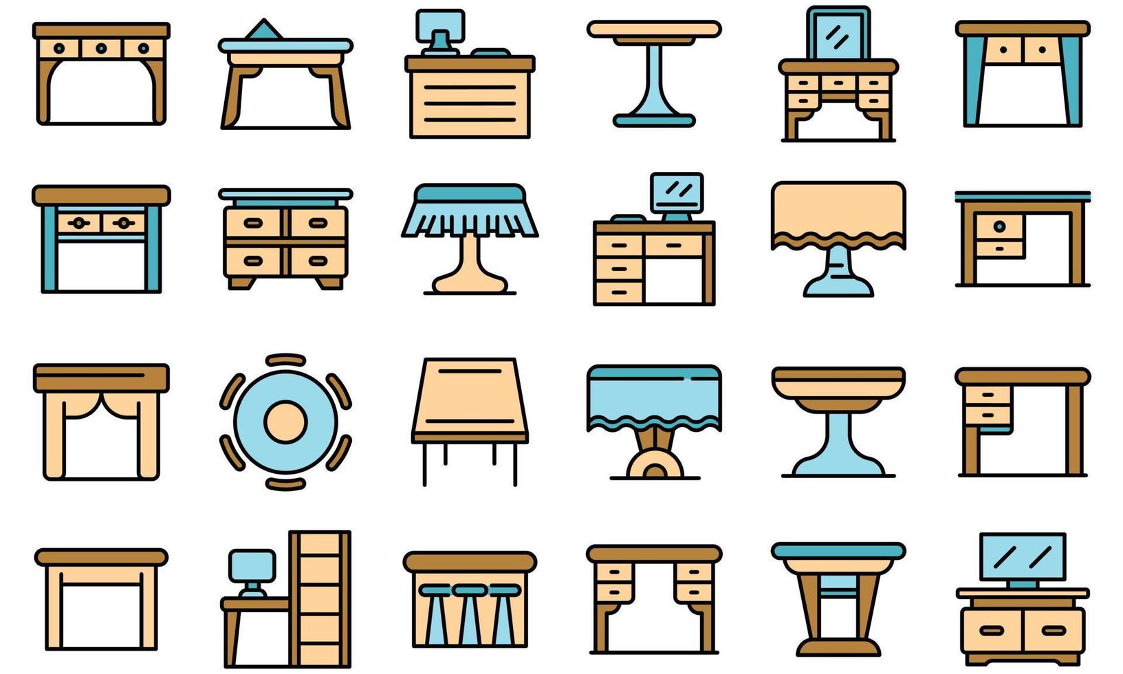 iconos de mesa establecer vector plano