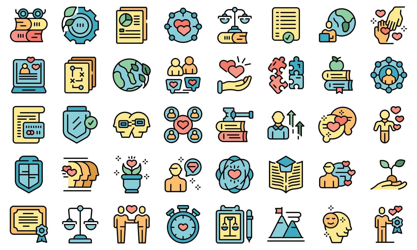 Social responsibility icons set vector flat