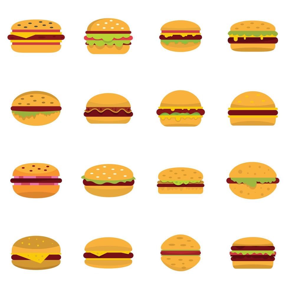 Burger icons set vector flat