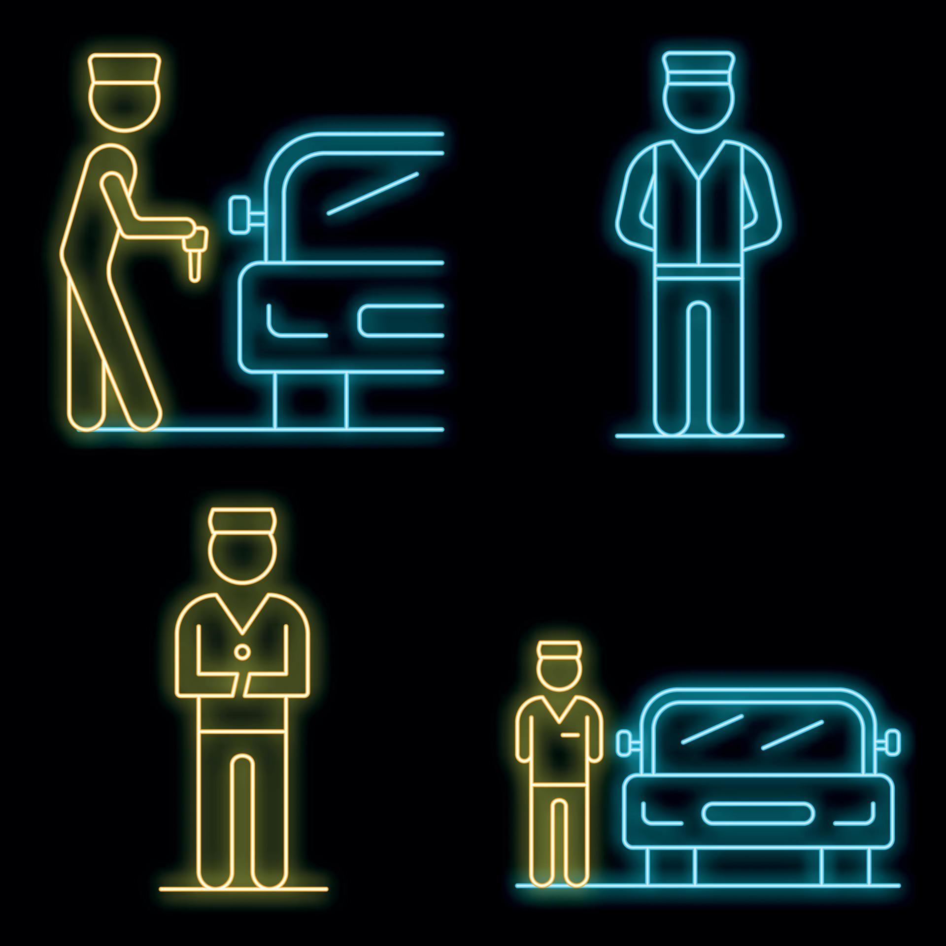 Valet icons set vector neon 8492851 Vector Art at Vecteezy