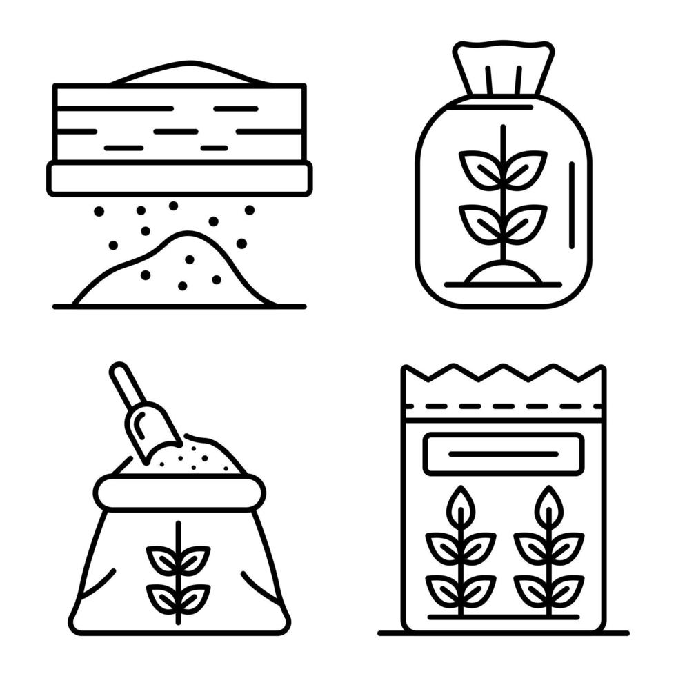 conjunto de iconos de harina, estilo de esquema vector