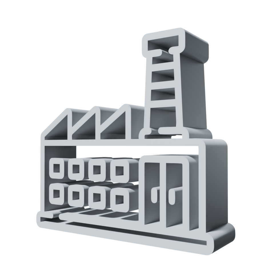 3D-pictogram fabriek png transparant.