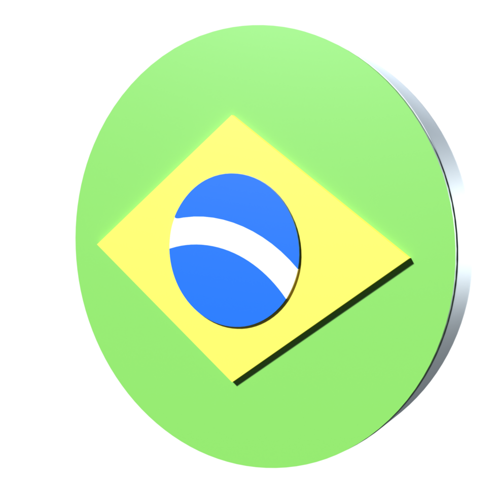 Brasilien flagga 3d ikon png transparent