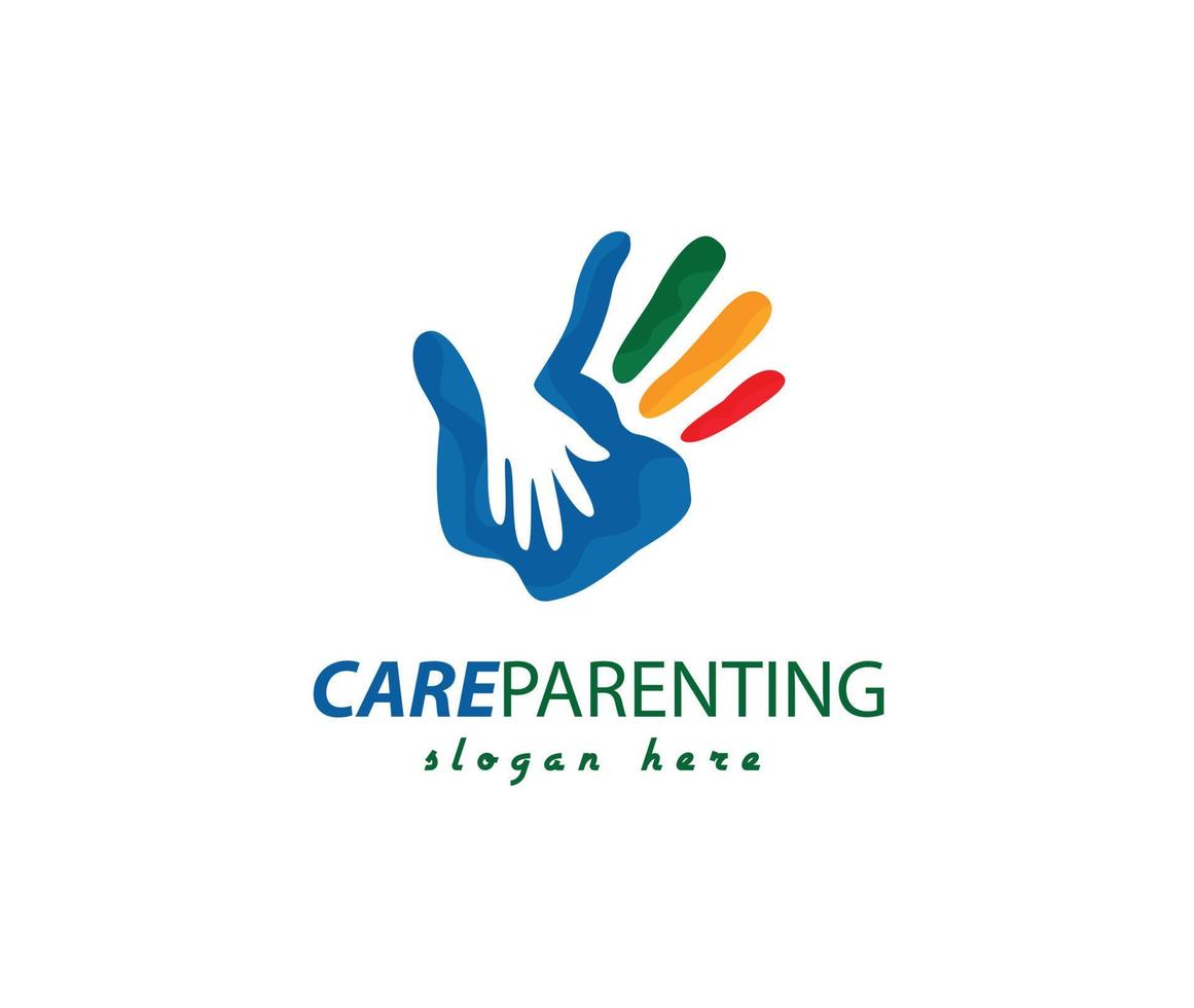 Care parenting hands logo vector