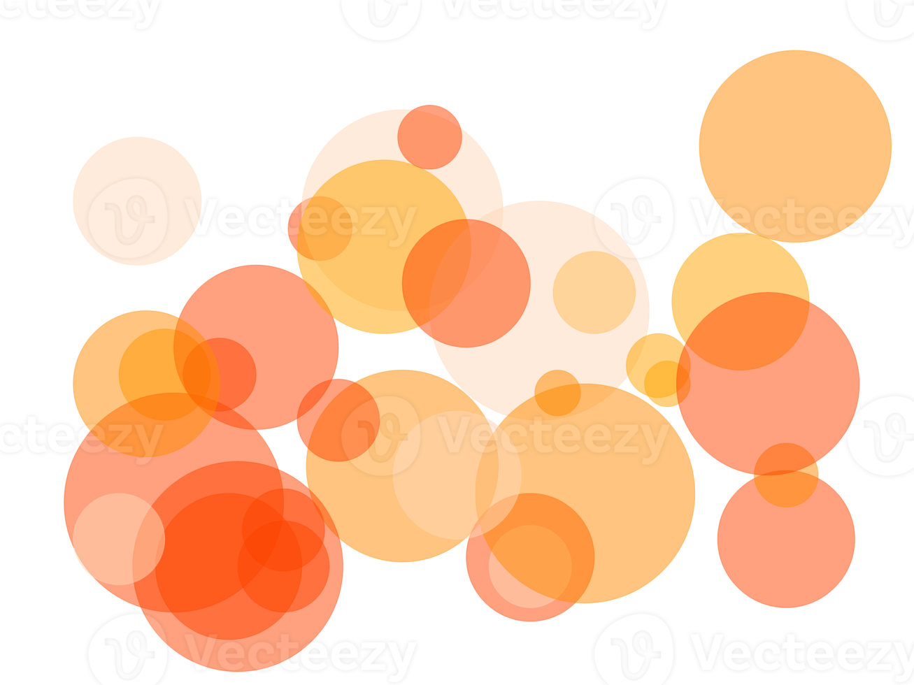 círculos naranjas abstractos superpuestos con fondo png transparente