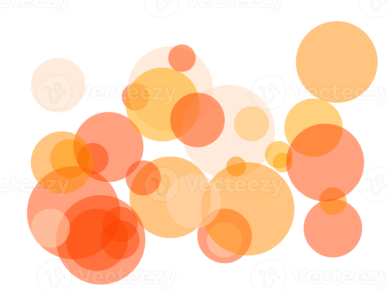 sobreposição de círculos laranja abstratos com fundo png transparente