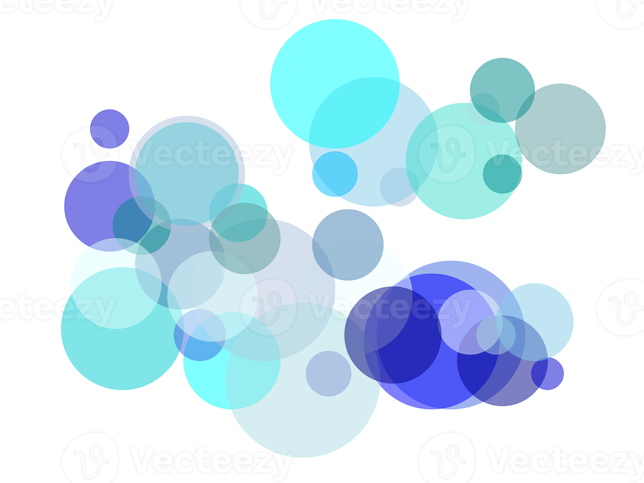 Abstract blue circles overlay with transparent PNG background