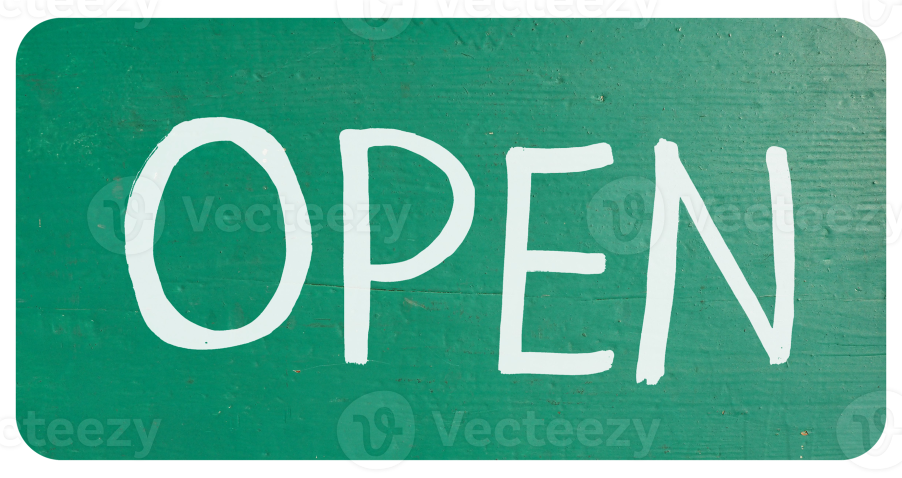 Handwritten open sign on storefront, paint on wood transparent P png