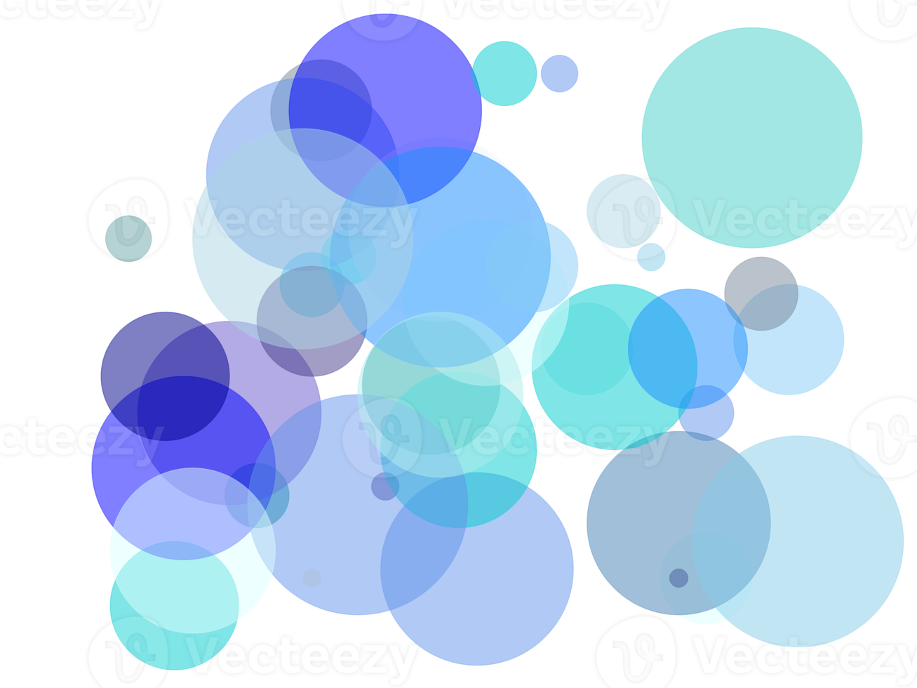 Abstract blue circles with transparent PNG background