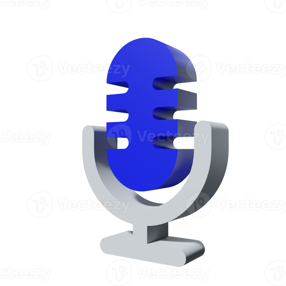 3D Icon Microphone PNG Transparent.