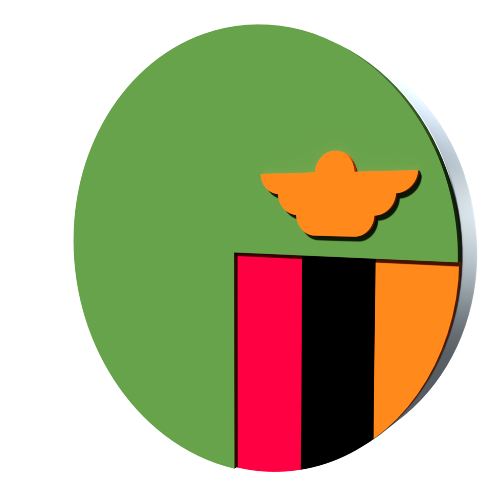 Zambia flag 3d icon PNG transparent