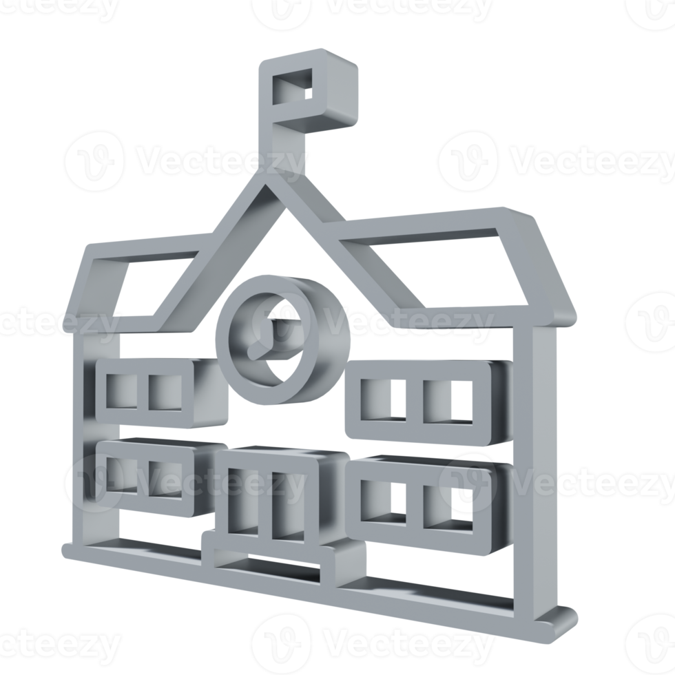 3d icône école png transparent.