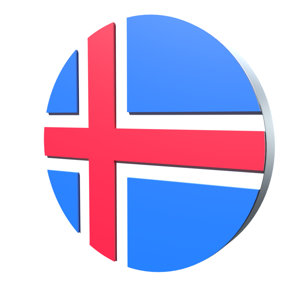 Iceland flag 3d icon PNG transparent