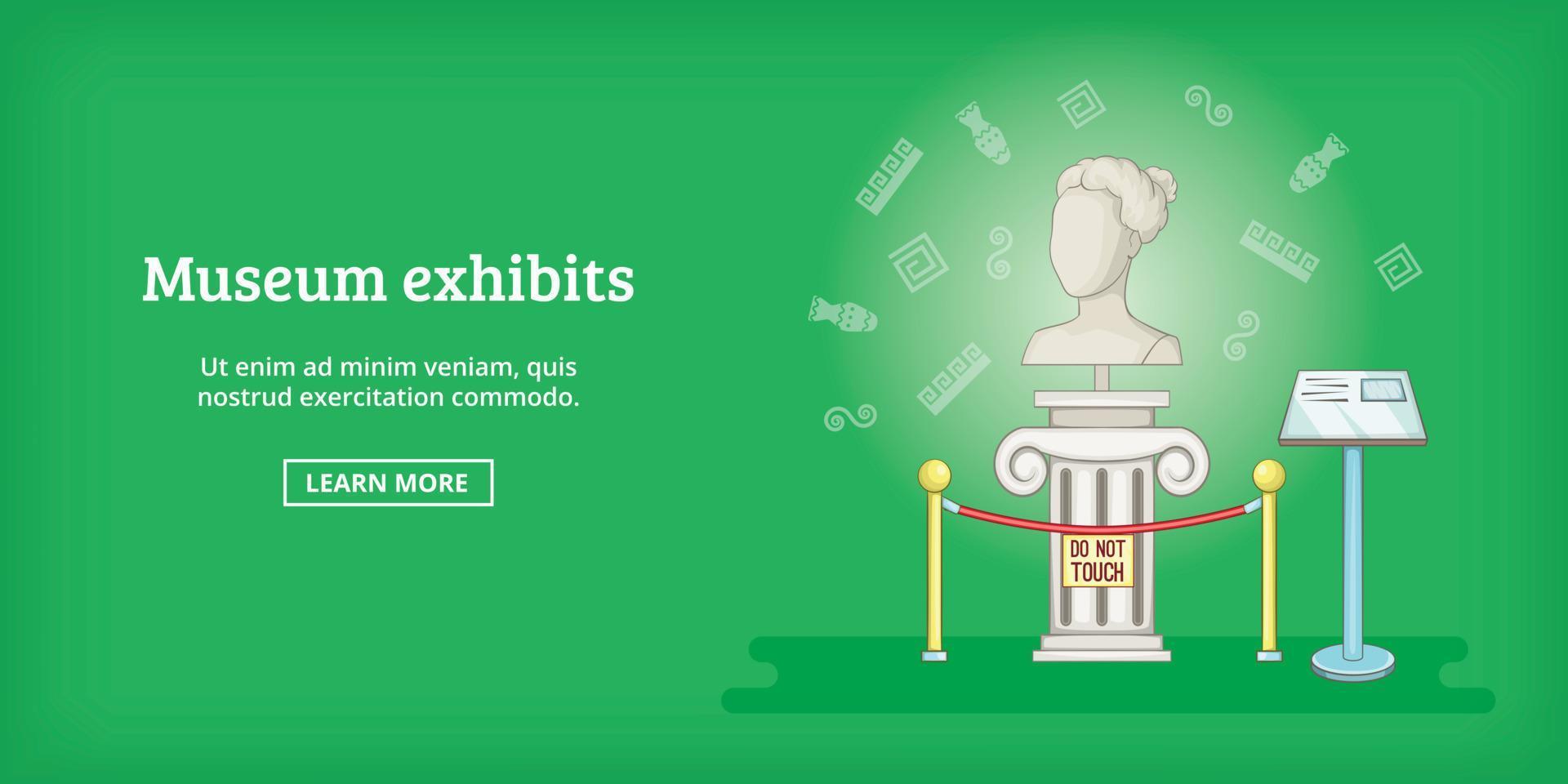 Museum banner horizontal exhibit, cartoon style vector