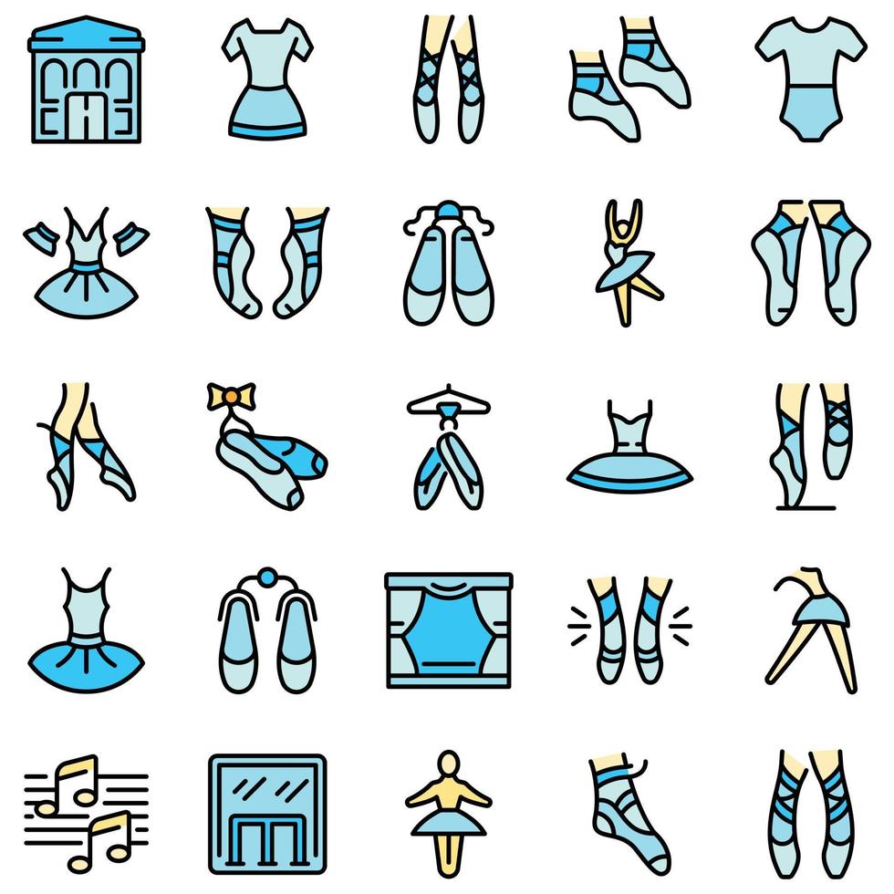 Ballet school icons set vector flat