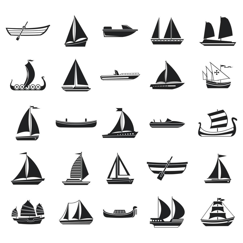 conjunto de iconos de barco, estilo simple vector