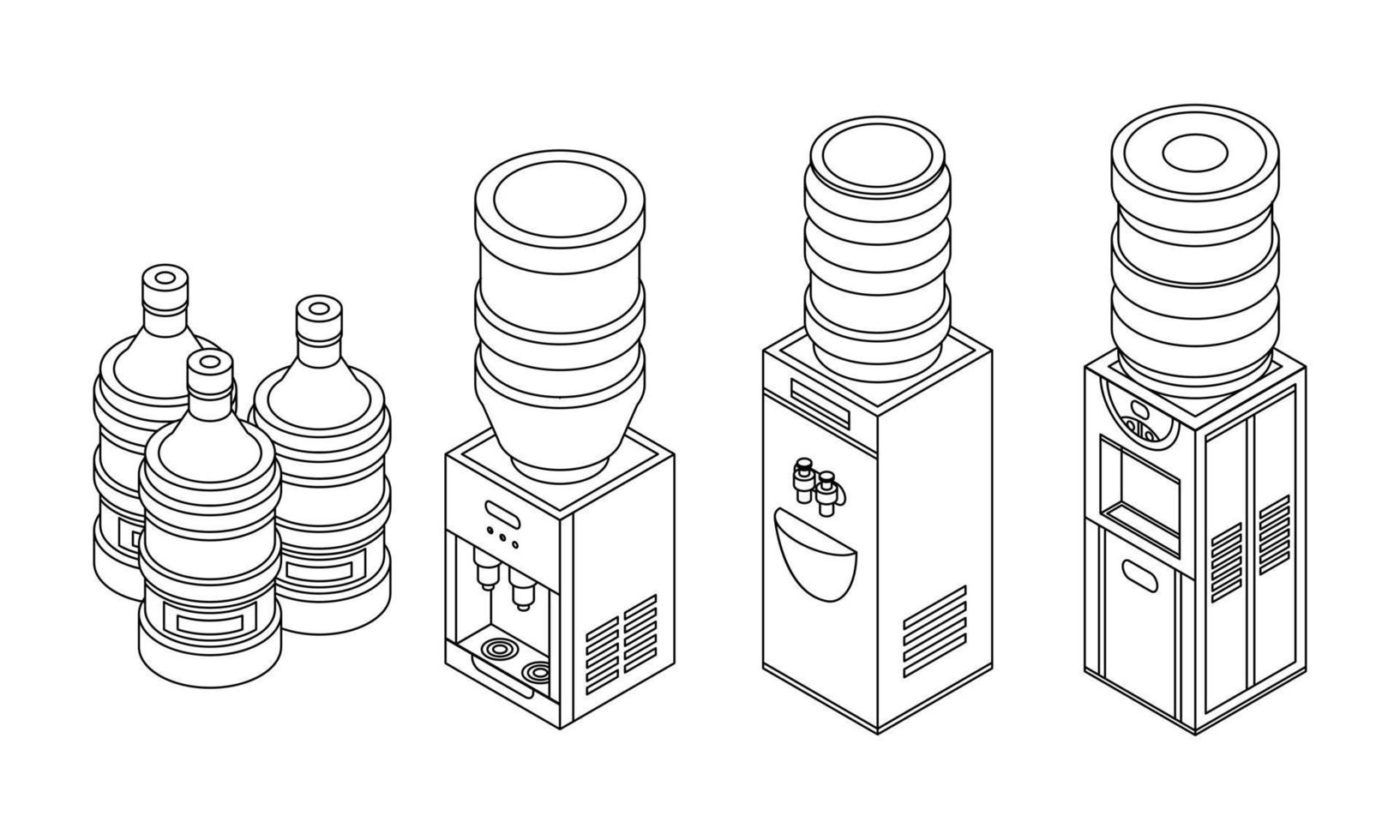 conjunto de iconos de agua más fría contorno vectorial vector