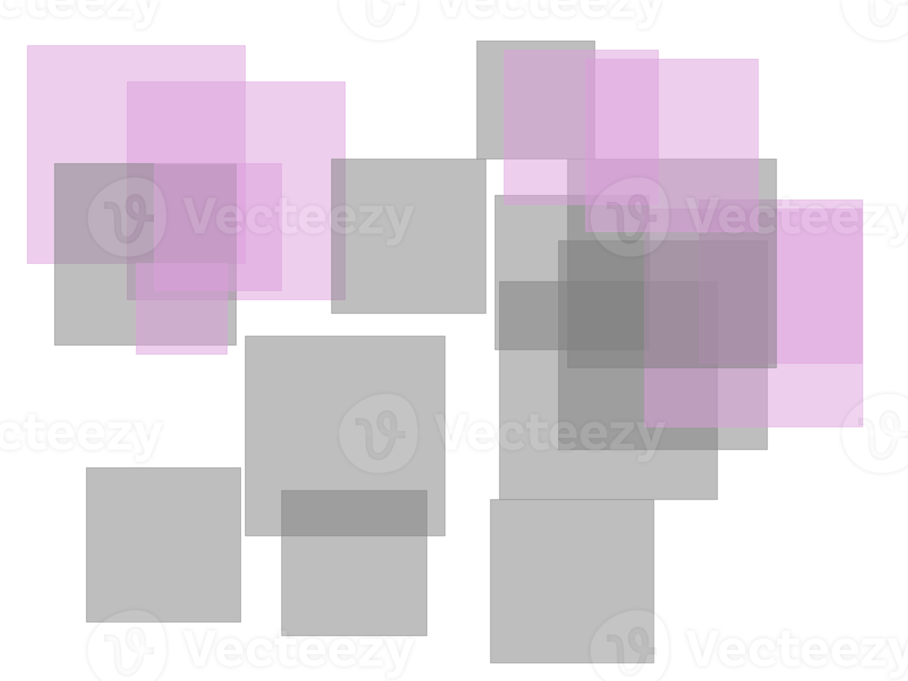 Abstract grey violet squares overlay with transparent PNG backgr