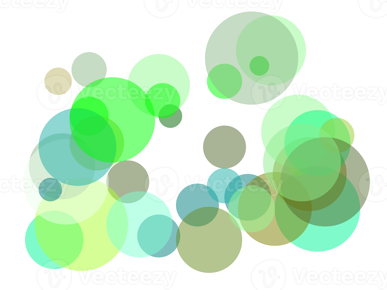 superposición de círculos verdes abstractos con fondo png transparente