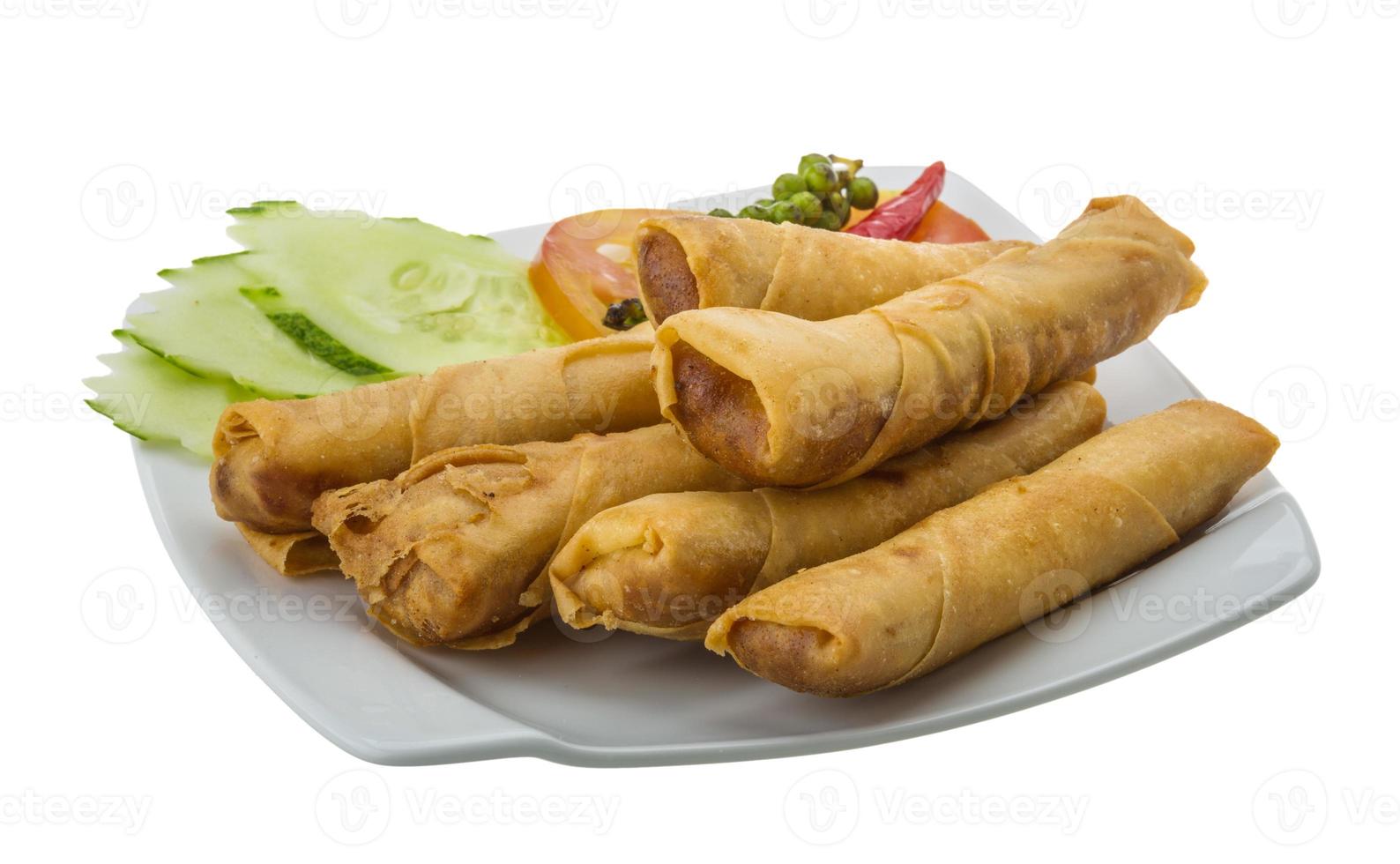 Spring rolls on white photo